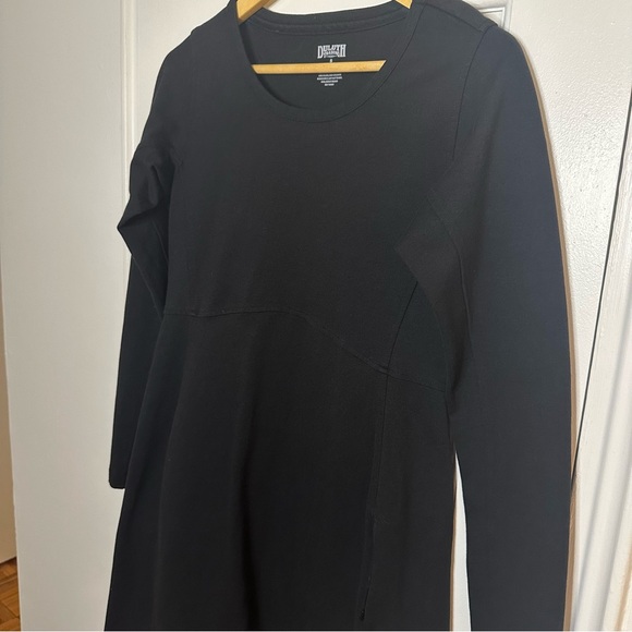 DULUTH TRADING CO Wearwithall Ponte Knit Long Sleeve Black Mini Dress Small - Picture 4 of 8